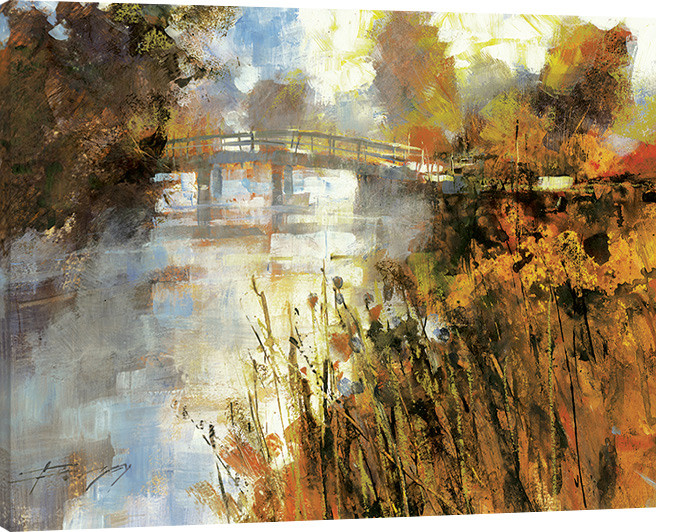 Canvas Print Chris Forsey - Bridge at Autumn Morning