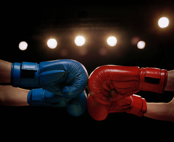 Canvas Print Close Up of Boxers Touching Boxing