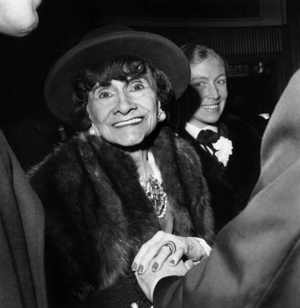 Canvas print Coco Chanel at the Premiere of the film Borsalino on March 20,  1970 in Paris