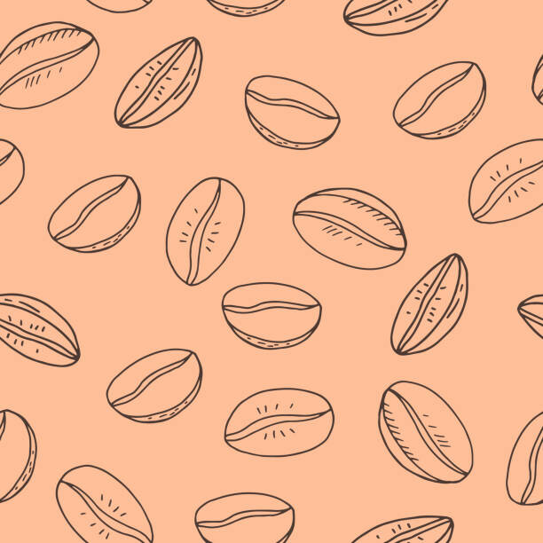 Canvas Print coffee beans seamless pattern hand drawn