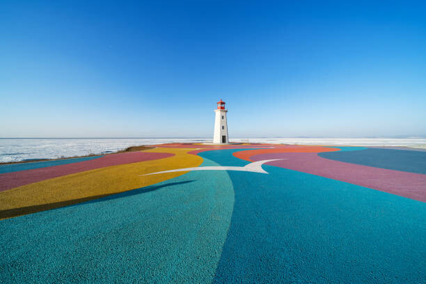 Canvas Print Colorful road by the sea