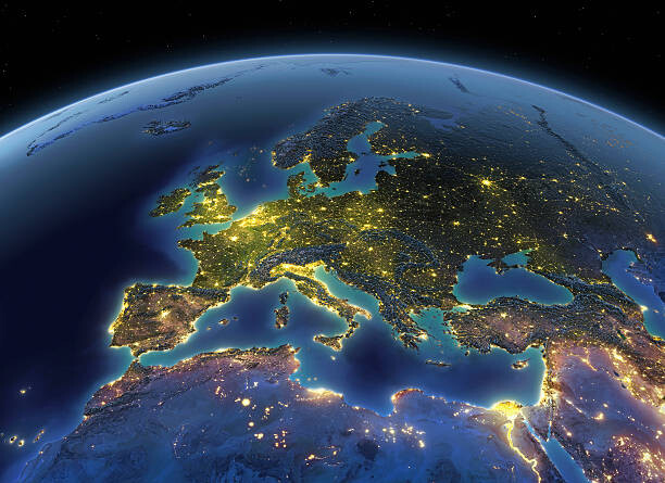 Canvas Print Earth at night Europe