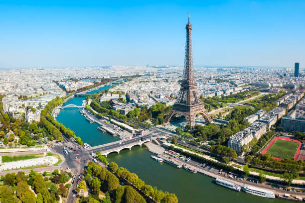 Canvas Print Eiffel Tower aerial view, Paris