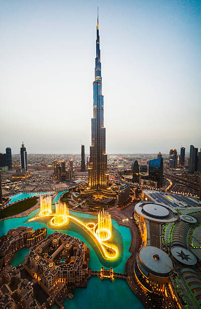 Canvas Print Elevated view of Burj Khalifa at twilight, Dubai