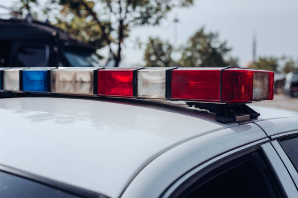 Canvas Print Emergency lights on a us police car