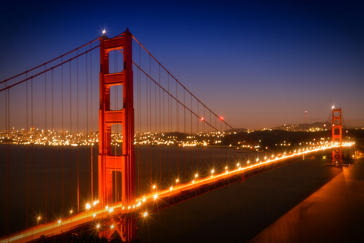 Canvas Print Evening Cityscape of Golden Gate Bridge
