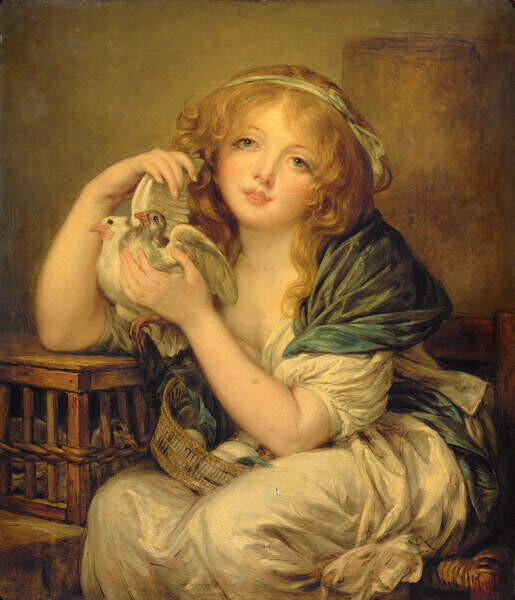 Canvas Print Girl with the Doves (after Greuze)