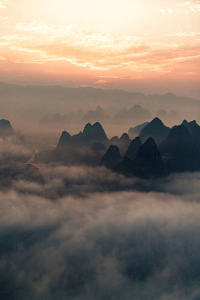 Canvas Print Guilin hills landscape at sunrise