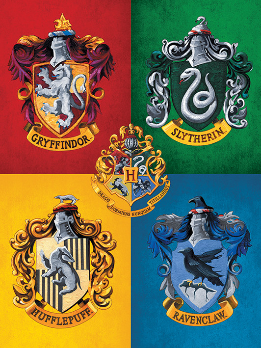 Canvas Print Harry Potter - Colourful Crests
