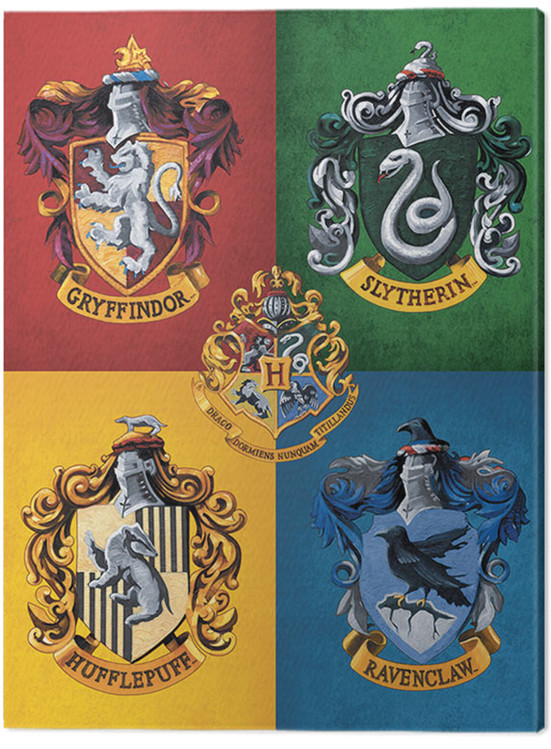 Canvas Print Harry Potter - Colourful Crests