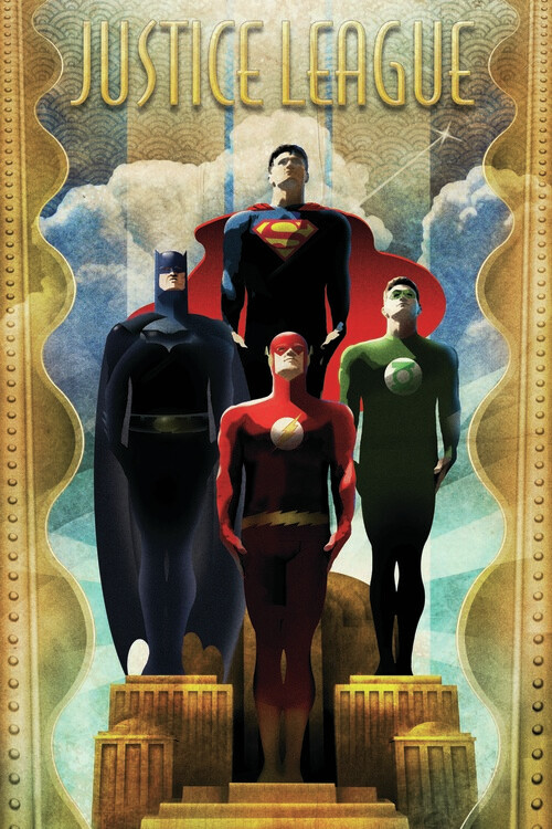 Canvas Print Justice League - Gold Border