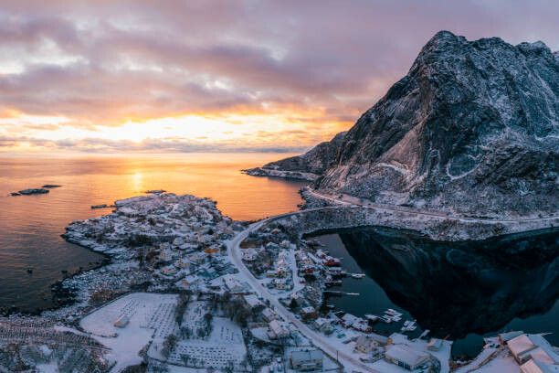 Canvas Print Lofoten islands landscape in winter, Arctic Circle