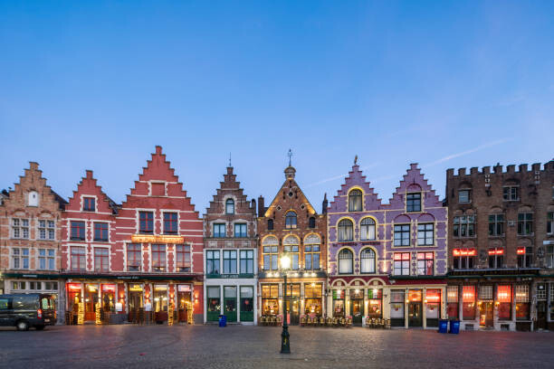 Canvas Print Market Square in Bruges, Belgium.