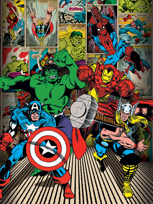 Tableau sur toile Marvel Comics - Here Come the Heroes