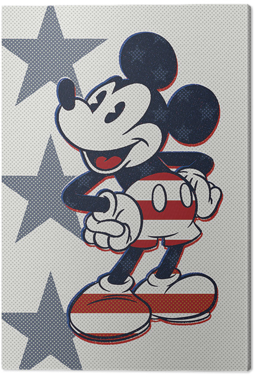 Canvas Print Mickey Mouse - Retro Stars n' Stripes