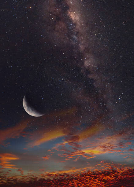 Canvas Print night sky with  moon and stars