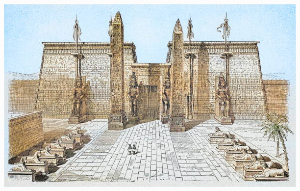 Canvas Print Old engraved illustration of Temple of