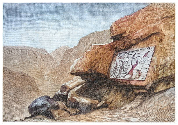 Canvas Print Old engraved illustration of Wadi Maghareh
