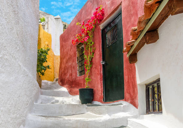 Canvas Print Old narrow street in Anafiotika, Plaka