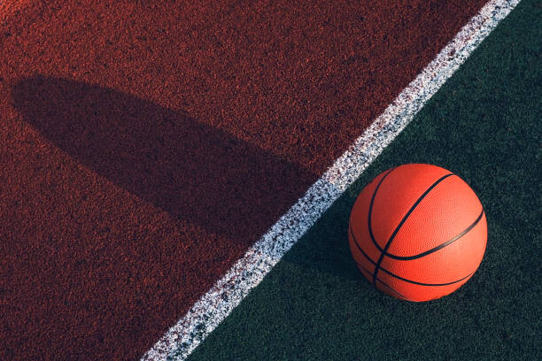 Canvas Print Outdoor basketball court in the courtyard.