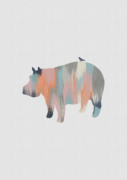 Canvas Print Pastel Hippo