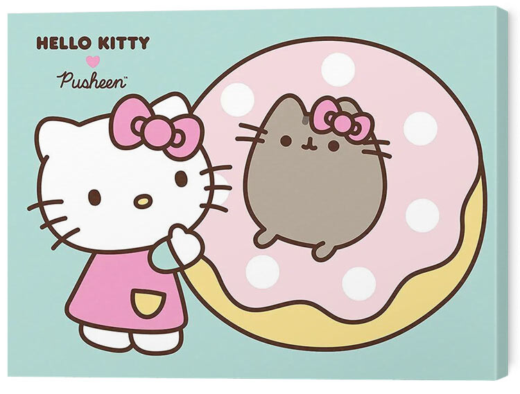 Canvas print Pusheen x Hello Kitty - Treat Time