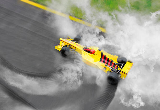 Canvas Print Racecar Skidding at High Speed