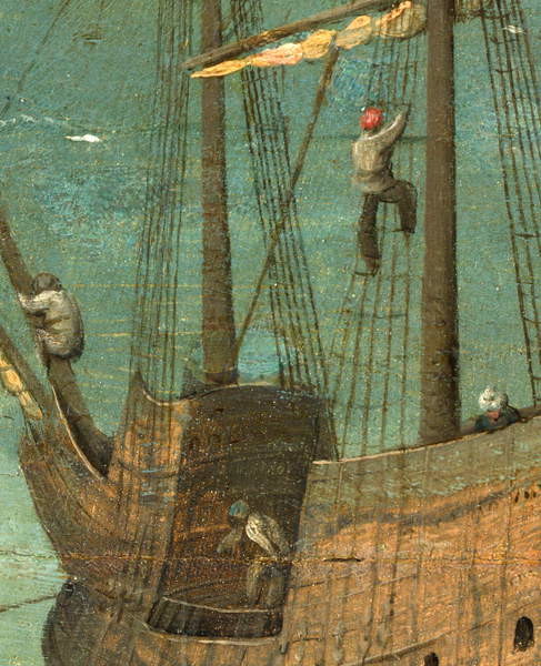 Canvas Print Ship rigging detail from Tower of Babel, 1563