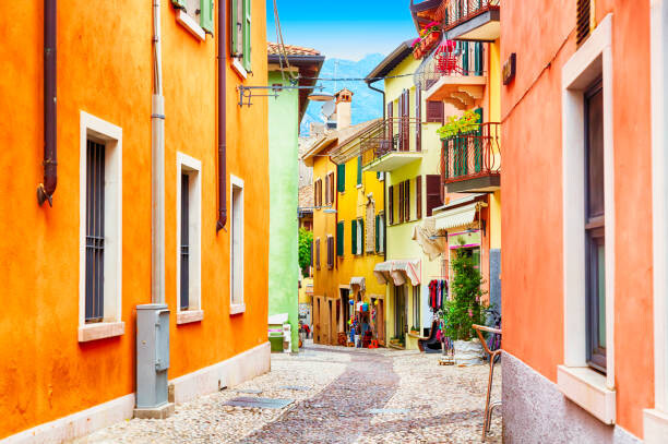 Canvas Print Small town narrow street view with