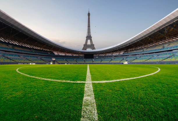 Canvas Print soccer field and Eiffel tower