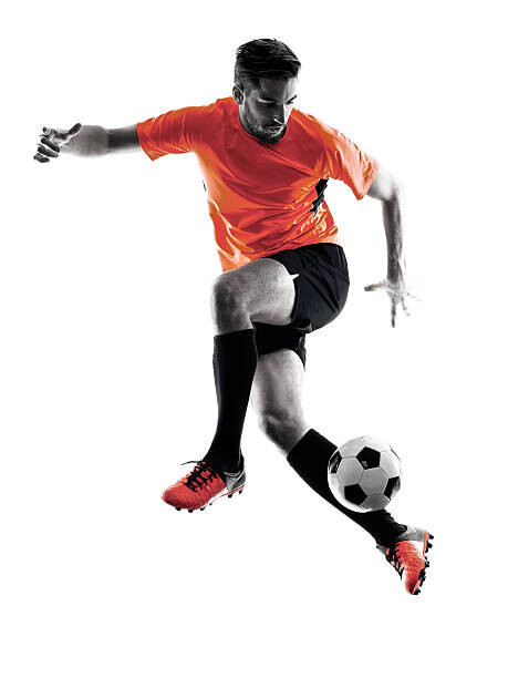 Canvas Print Soccer player Man Isolated silhouette