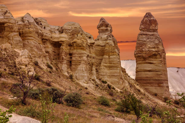 Canvas Print Sunset, mountain landscape, Cappadocia, Turkey.