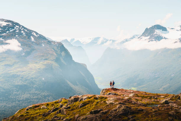 Canvas Print Tourists admiring the view from the