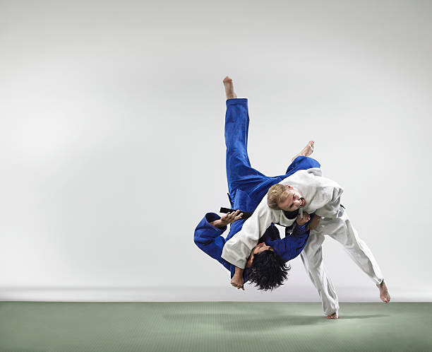 Canvas Print Two men fighting judo