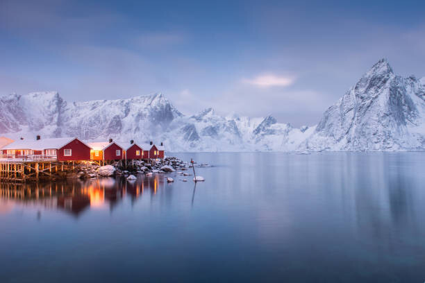 Canvas Print Village Hamnoy Lofoten Islands Norway.