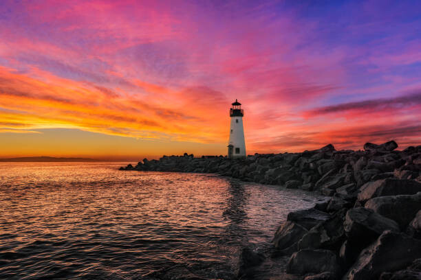 Canvas Print Whalton Lighthouse Morning Beautiful Clouds Little