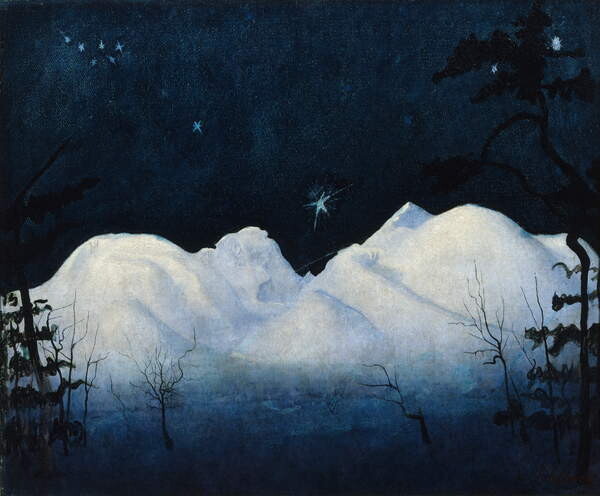 Canvas Print Winter nights in the mountains, 1900