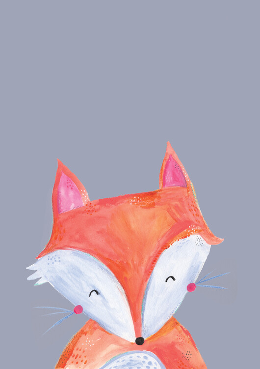 Canvas Print Woodland fox on grey