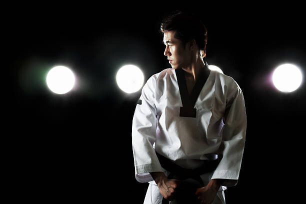 Canvas Print young man training,taekwondo