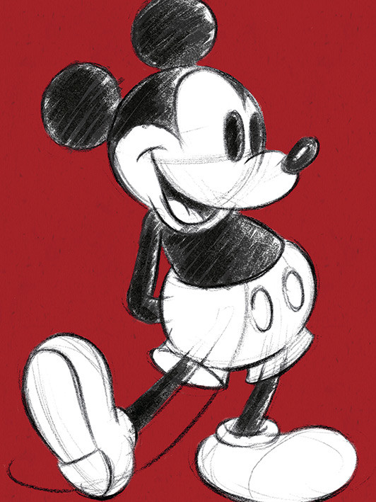 Mikki Hiiri (Mickey Mouse) - Retro Red Canvas-taulu