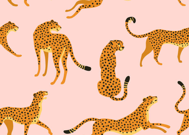 Canvas-taulu Leopard pattern with tropical leaves. Vector