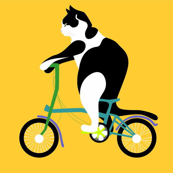 Sticker Cat on a Brompton Bike