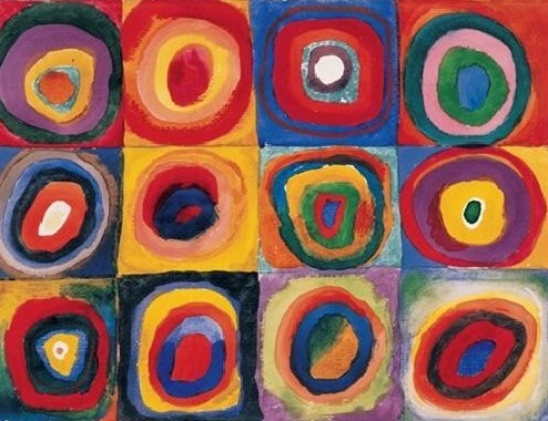 Art Print Color Study: Squares with Concentric Circles