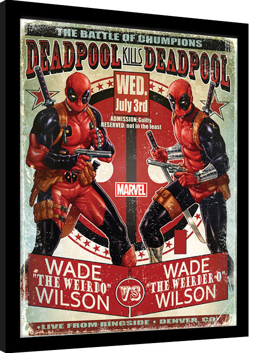 Framed poster Deadpool - Wade vs Wade