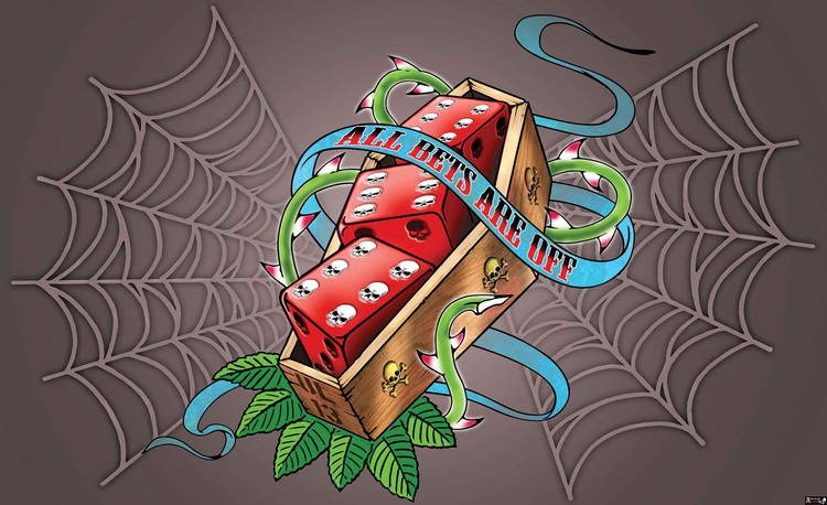 Papel de parede Alchemy Dice Tomb Skulls Spider Web