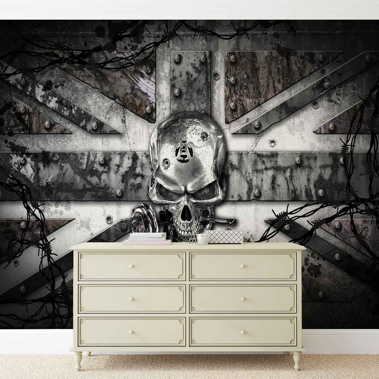 Papel de parede Alchemy Skull Union Jack Tattoo