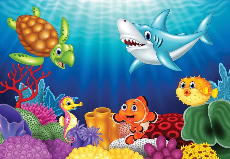 Papel de parede Cartoon Sea Creatures