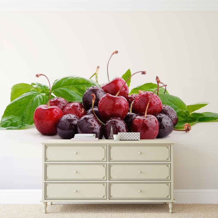 Papel de parede Cherries With Leaves