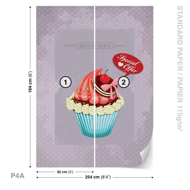 Papel de parede Cupcake Vintage Retro