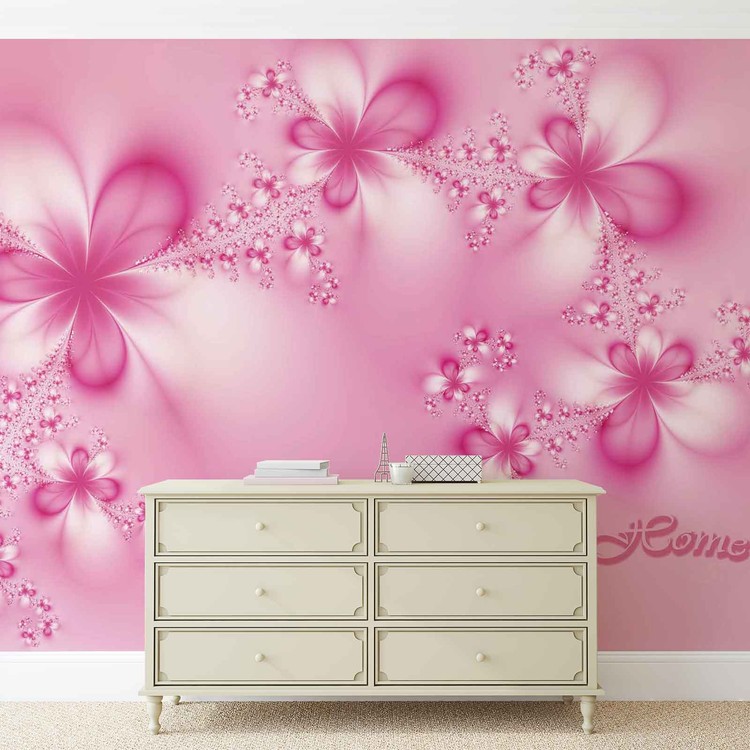 Papel de parede Flowers Home Pink